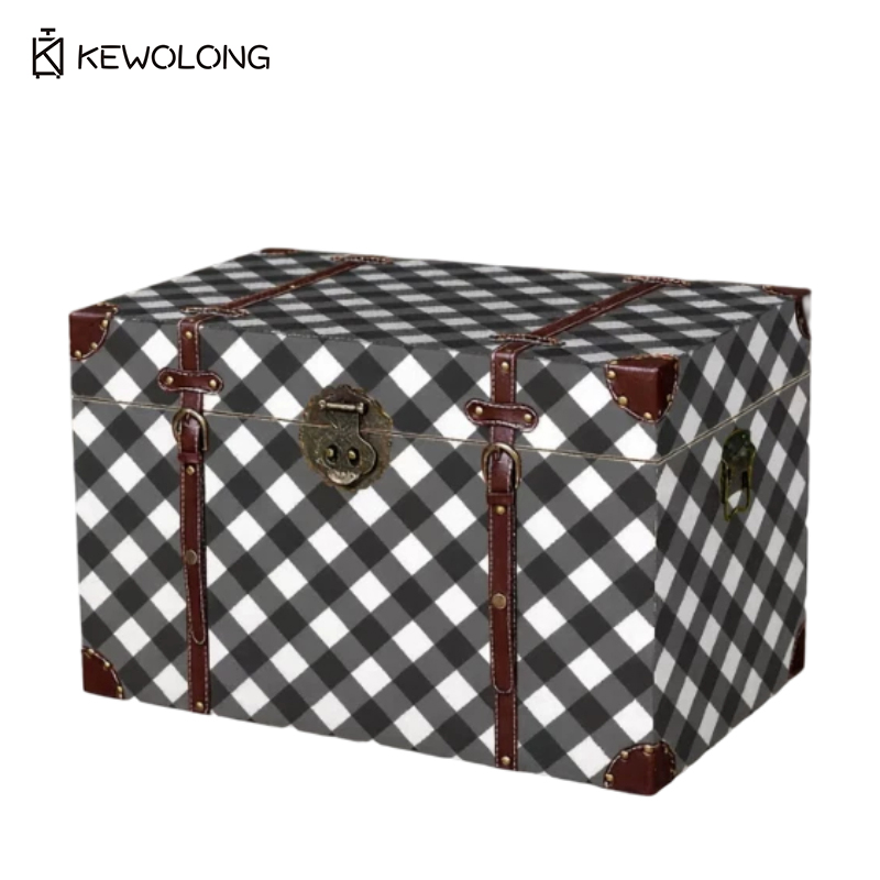 Vintage Ekose Baskılı Ahşap Sa - Retro Vintage Trunk Suitcase incelemesi ve fiyatı